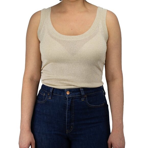 Dana Buchman Gold Shimmer Metallic Luxury Vintage Knit Tank top SIZE M - Picture 4 of 4